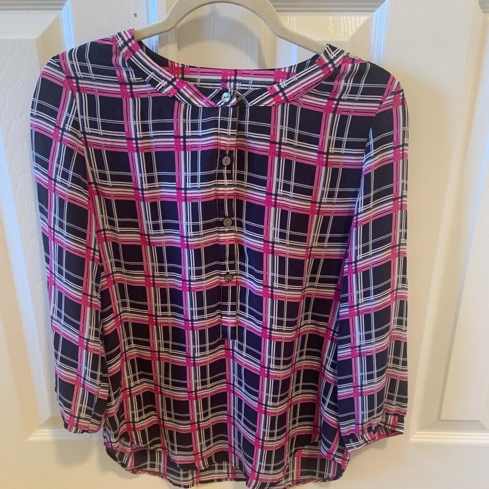 Armour Vert silk plaid blouse